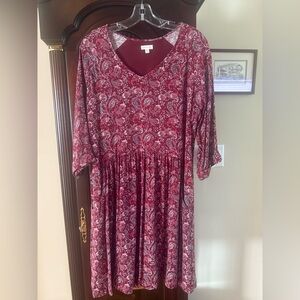 Garnet Hill Red Paisley Long Sleeve Dresss NEW. Size12
